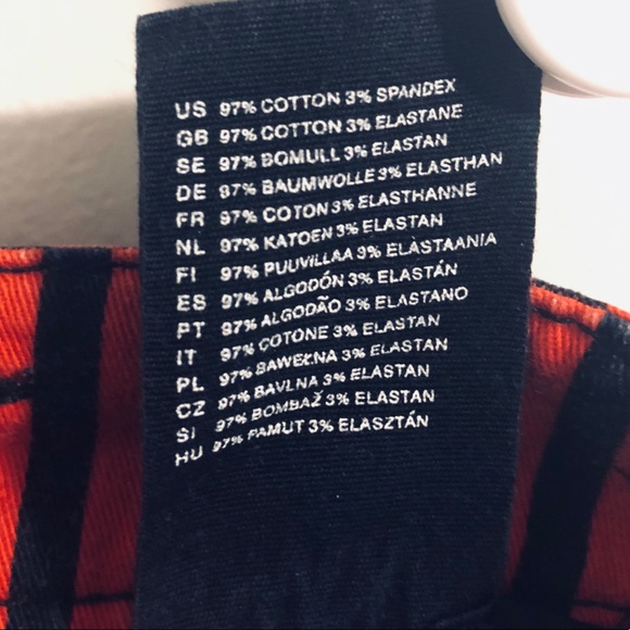 DIVIDED red + black striped skinny jeans - Picture 11 of 11